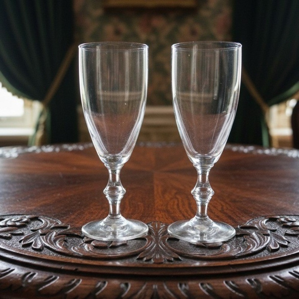 Libbey Georgian Clear Whiskey Sour Glasses, Set of 2, Vintage Stemware Drinkware